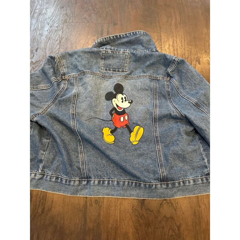 Cotton On x Disney Mickey Mouse Denim Jean Blue Cropped Trucker Jacket - Picture 4 of 4